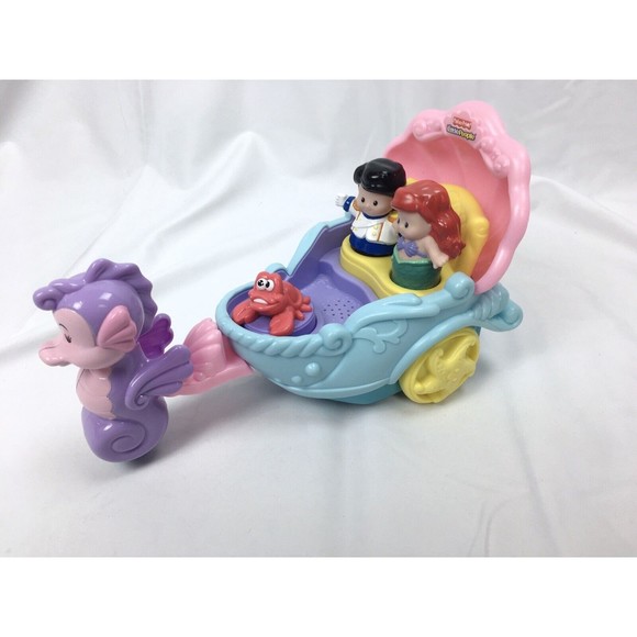 Little People Princess Ariel Mermaid Prince Eric Carriage Coach Seahorse Toy - Picture 1 of 9